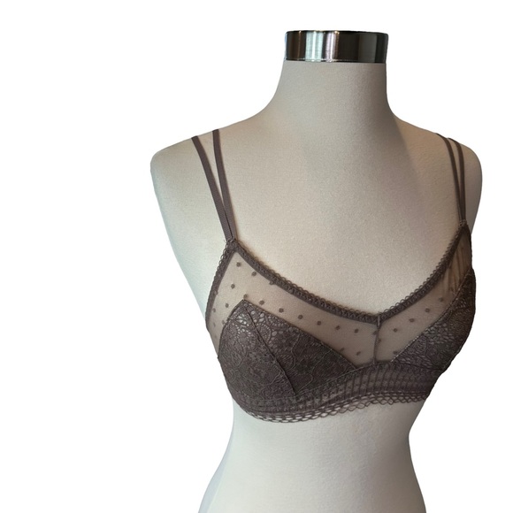 Victorias Secret Bra Women Bralette Lace Mesh Adjustable Straps Gray Extra Small - Picture 3 of 12